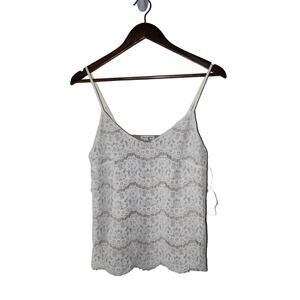Love Five Tan Tank Top w/ White Lace Overlay Size S